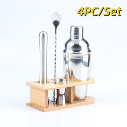 Ensemble de 4 pièces en acier inoxydable shaker de barman jigger muddler mojito ensemble de