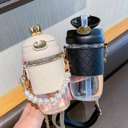Bouteille d'eau pour fille 500ml Kawaii avec paille oreille de lapin mignon mode d'été pour