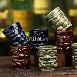 Mini Tasse Tiki Hawaïenne en Céramique 9 Styles Verre à Shot Cocktail Tequila Saké Vodka