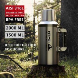 Fiole isotherme à double paroi portable en acier inoxydable thermos d'extérieur grande capacité