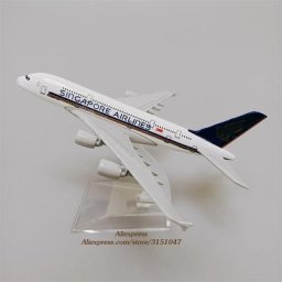 Avion en alliage métallique de 16cm avec support modèle d'avion Singapore airline A380 380