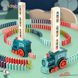Train électrique automatique pour enfants jeu de dominos blocs de briques Kits de jeux jouets