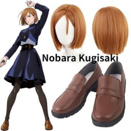 Chaussures de Cosplay pour femmes bottes brunes perruque de jeu de rôle accessoires de costumes