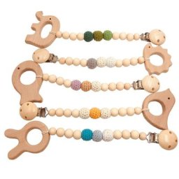Chaîne de sucette pour bébé 1 pièce clip en bois animal éléphant chaîne anti-chute corde à