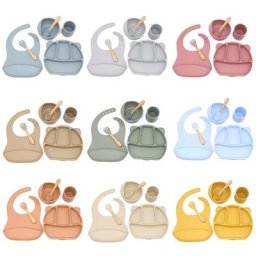 6 pièces d'alimentation en Silicone pour bébé plaque à succion antidérapante vaisselle pour