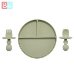 Ensemble d'assiettes en silicone solide vaisselle d'apprentissage pour bébés à la mode avec