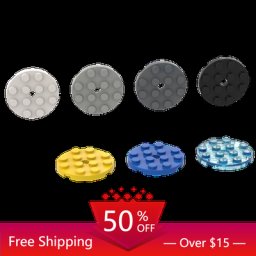 MOC bricolage 60474 plaques rondes 4x4 avec trou de broche pour les pièces de construction jouets