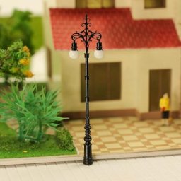 Evemodel 3pcs Échelle N Lampadaire Double Têtes 75mm 1:160 Réverbères Modèle Train Led Miniature