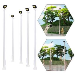 Lampadaire Plaza blanc brillant pour aire de jeux modèle ferroviaire échelle 00 lampadaires