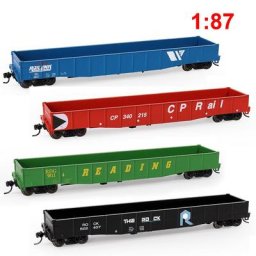 2pcs HO Échelle 1:87 53ft Gondole Voiture Ouverte Wagon Transporteur Modèle Train Conteneur
