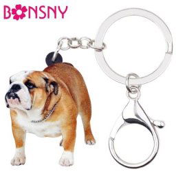Bonsny – porte-clés en acrylique pour femme et fille accessoire pour sac à main chien bouledogue