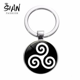SIAN – porte-clés exquis avec symbole de loup adolescent Triskele Triskelion Allison Argent
