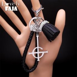 Mesurost BC Tassel Crystal Key Porte-clés en cuir en alliage d'acier inoxydable mesurost Ghoul