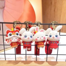 Porte-clés de voiture de dessin animé de lapin porte-clés de voiture lanière de clé pendentif de