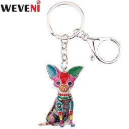WEVENI-Porte-clés en métal émaillé pour femme porte-clés Chihuahua breloque pour sac à main fille