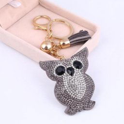 Porte-clés hibou mignon coloré en cristal plaqué or porte-clés tendance sac à bijoux accessoires