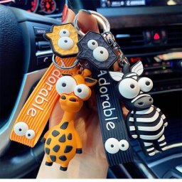 JOPVC-Porte-clés de voiture de dessin animé pour enfants zèbre girafe jouet amusant cadeaux