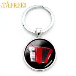 TAFREE-Porte-clés en accordéon rouge vintage et élégant instrument de musique populaire chaîne