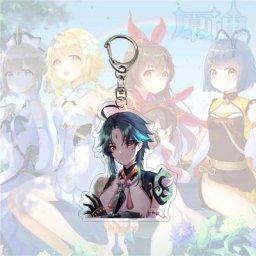 Porte-clé en acrylique Transparent à Double face accessoire de dessin animé Genshin Impact bijoux