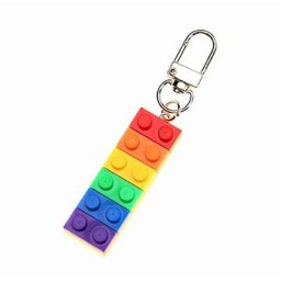 Porte-clés blocs de construction de documents arc-en-ciel pour femmes briques en résine jouet