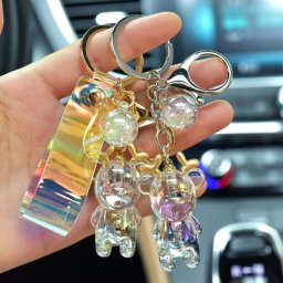 Porte-clés wapiti transparent corne de document doré de dessin animé clé de sac d'école mignonne