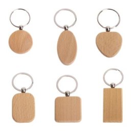 Porte-clé en bois naturel rond et carré jolie voiture bijoux