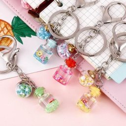 JOGirl-Clé Créative pour Étudiant PoinFleur Bouteille de Sable Pendentif Accessoires de Sac