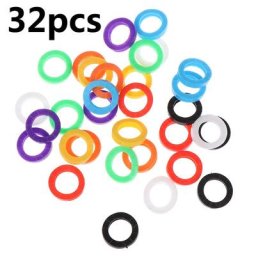 Lot de 32 pièces de couvercles de clés en caoutchouc creux élastiques multicolores couleurs
