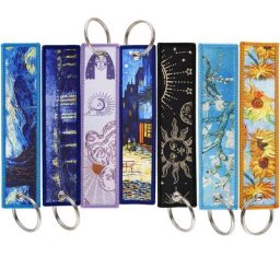 Van Gogh-Porte-clés Brodé Peinture à l'Huile Étiquette pour Sac à Dos de Voiture Cadeaux