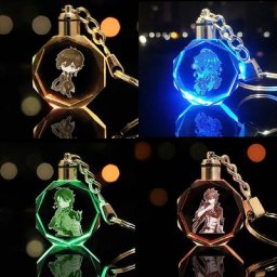 Porte-clés LED Genshin Impact Xiao Zhongmovies Childe Venti Rosaria Ganyu Keqing Cosplay