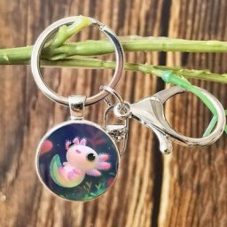 Chimkawaii-Porte-clés en verre Axolotl Design animalier breton Fermoir ster corrigé Pendentif
