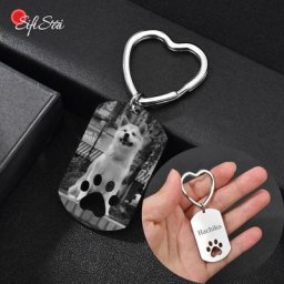Sifisrri-Porte-clés patte de chien gravé personnalisé pour femme porte-clés en acier inoxydable