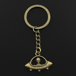 Porte-clés en Métal de 3cm Bijoux Antique Bronze Argent Pendentif I Want To Believe UFO Alien