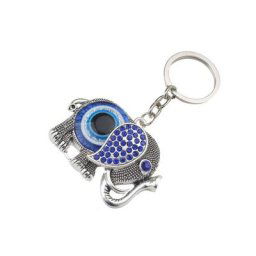 Porte-Clés en Forme d'Éléphant pour Homme et Femme Pendentif Mauvais Œil Bleu Accessoires de