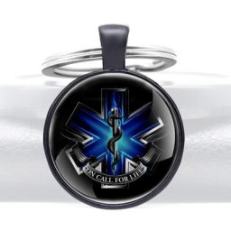 Porte-clé avec pendentif en forme de dôme de verre pour homme et femme bijou classique noir