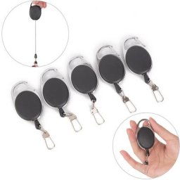 Porte-clés vintage anti-perte en alliage de plastique ULà nervures rétractables noires porte-clés