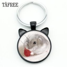 TAFREE-Porte-clés Hamster en Métal pour Homme et Femme Oreille Noire Meilleur Ami PmotKey JOCar