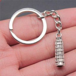 Porte-clés pendentif tour de Pise pour homme 2 couleurs 25x7mm cadeau souvenir livraison directe
