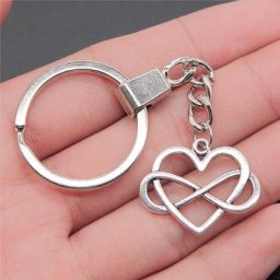 Porte-clé Antique couleur argent 27x22mm pendentif Infinity Love Heart Souvenirs cadeau