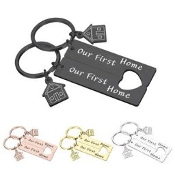 Porte-clés familial avec notre première maison clé de couple cadeau pour mari épouse