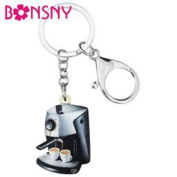 Bonsny – Machine à café en acrylique porte-clés anneau sac à bijoux porte-monnaie de voiture