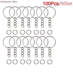 Lot de 50 ou 100 porte-clés anneaux de saut fendus anneau en vrac bijoux DIY artisanat