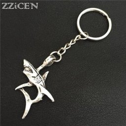 Porte-clés requin blanc pour femmes et hommes pendentif requin antique punk porte-clés porte-clés