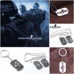 CS GO – collier en acier inoxydable pour hommes pendentif de couleur argent avec Logo de chien