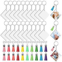 Ensemble de porte-clés carré vierge par Sublimation lot de 80 pièces impression Double face par