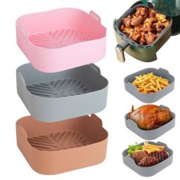Panier en Silicone pour friteuse à Air 21cm plateau carré pour friteuse à Air facile à nettoyer