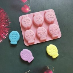 Moule à Gâteau en Silicone à 6 Trous en Forme de Petit Poisson de Dessin Animé Outil de Décoration