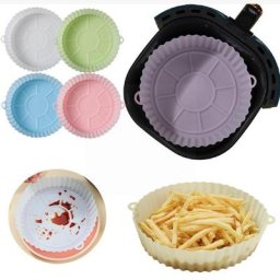 20cm Air Fryers Oven Baking Tray Fried Pizza Chicken Silicone Round Replacemen Pot Mat Basket Grill