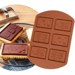 Moule à Chocolat en Silicone à 6 Cavités en Forme de Cœur Lettres Poreuses Outils de Cuisson à