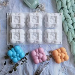 Moule en Silicone 3D en Forme de Nuage à 6 Cavités pour la Cuisson de Gâteaux Mousse Dessert
